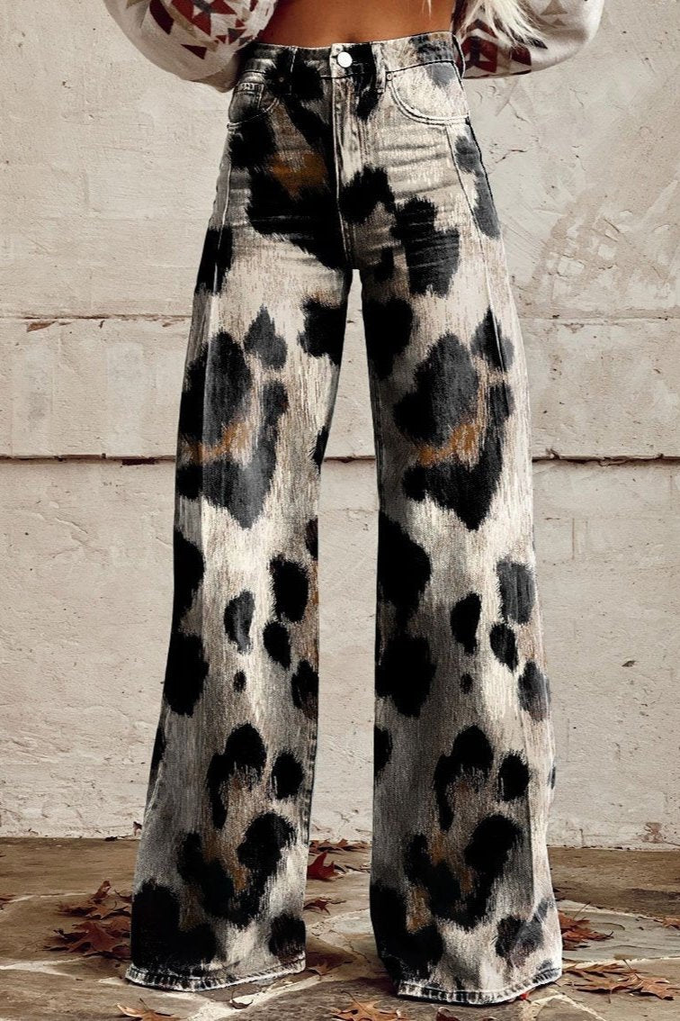 CHEETAH | BOHO VINTAGE SPODNIE Z ELEGANCKIM NADRUKIEM